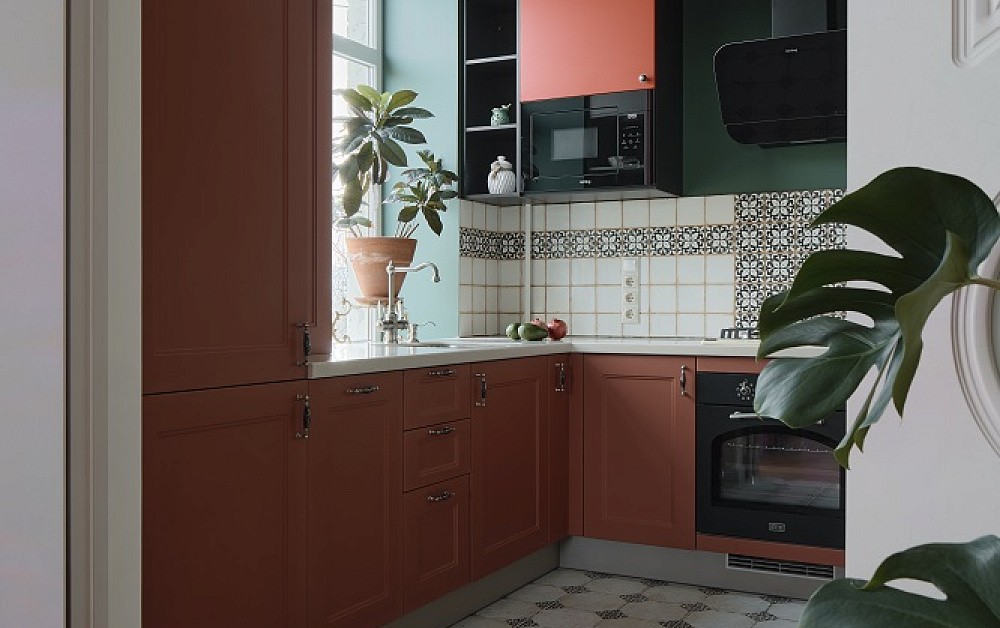 Необычная мандариновая кухня в сталинке