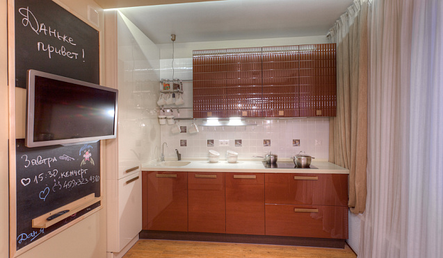 Кухни высокий глянец Кухня Фаворит 3 с фрезеровкой Шоколад