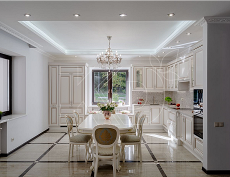 уютная белая кухня