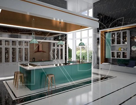 Угловые кухни оливкового цвета