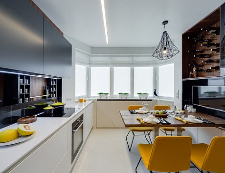 Кухни черно-белого цвета