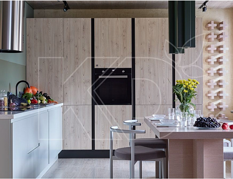 Угловая кухня в коричневых тонах