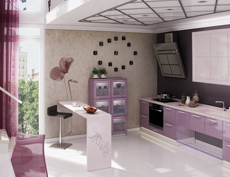 Фиолетовая кухня в Санкт-Петербурге