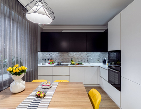 Кухни черно-белого цвета